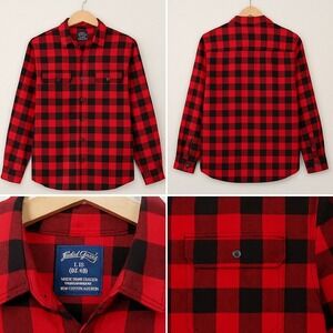 Faded Glory Men's L Red Black Buffalo Plaid Flannel‎ Shirt Lumberjack Rustic 90s